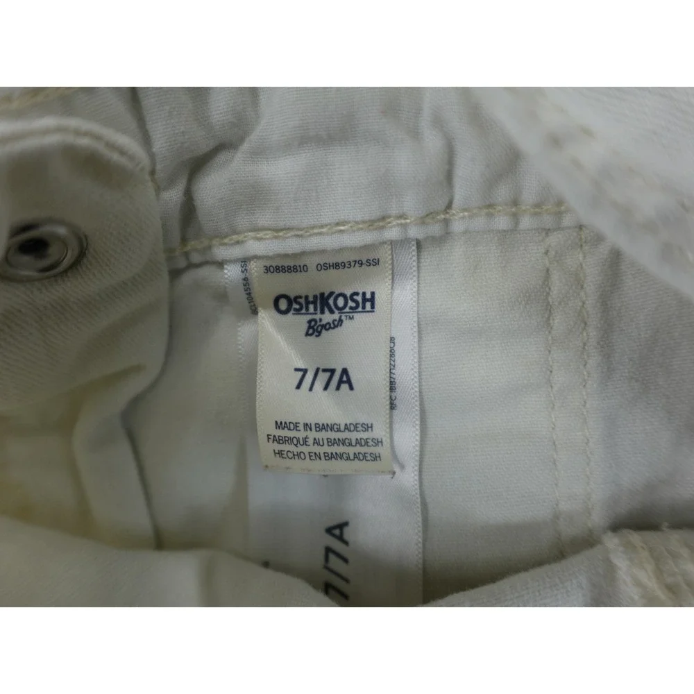 OshKosh‎ Bgosh Girls White Denim Button Front Overall Dress Size 7 OSH89379-SSI